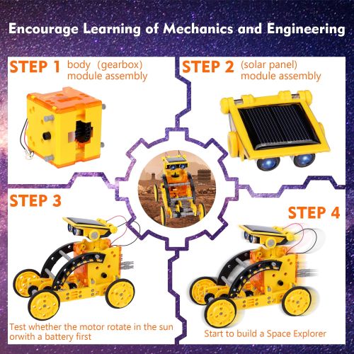 DIY 12 In 1 Solar Powered Science Intelligent Fun Robot Toy - Yellow - Image 2